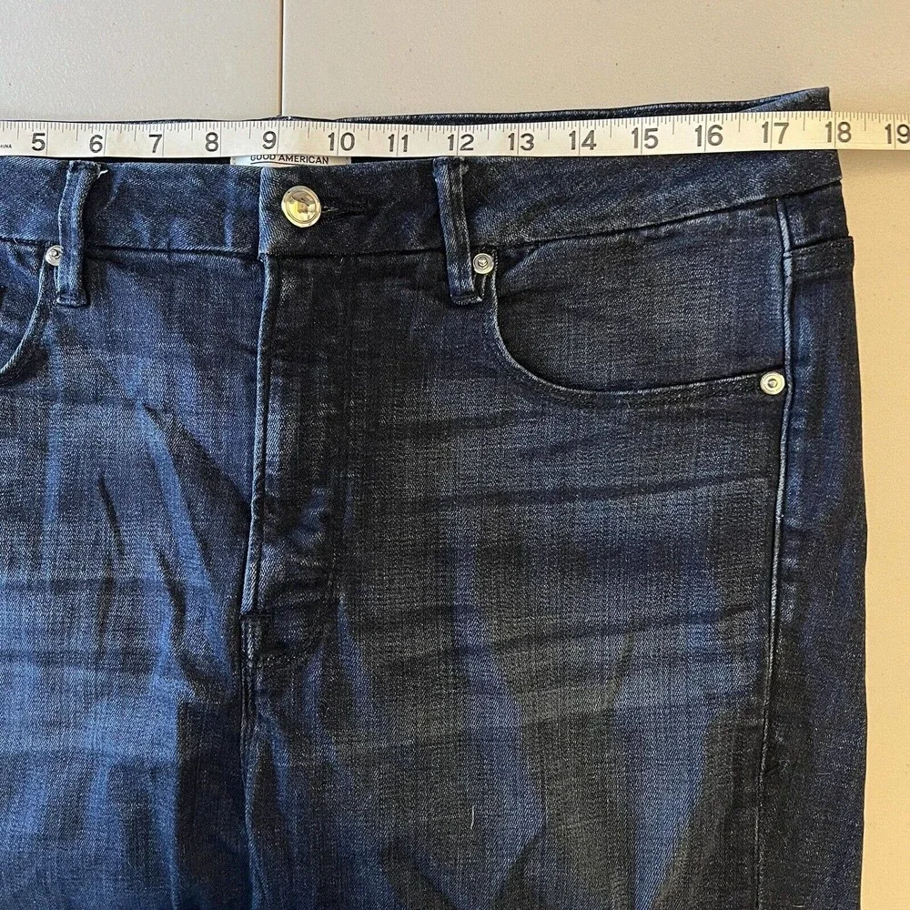 Good American Womens 16 Good Legs High Rise Crop Stretch Denim Blue Jeans‎